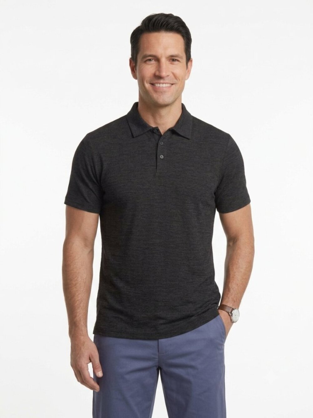 Mack Weldon Mens Polo Shirt Black Short Sleeve Nylon Blend Casual Classic NWT